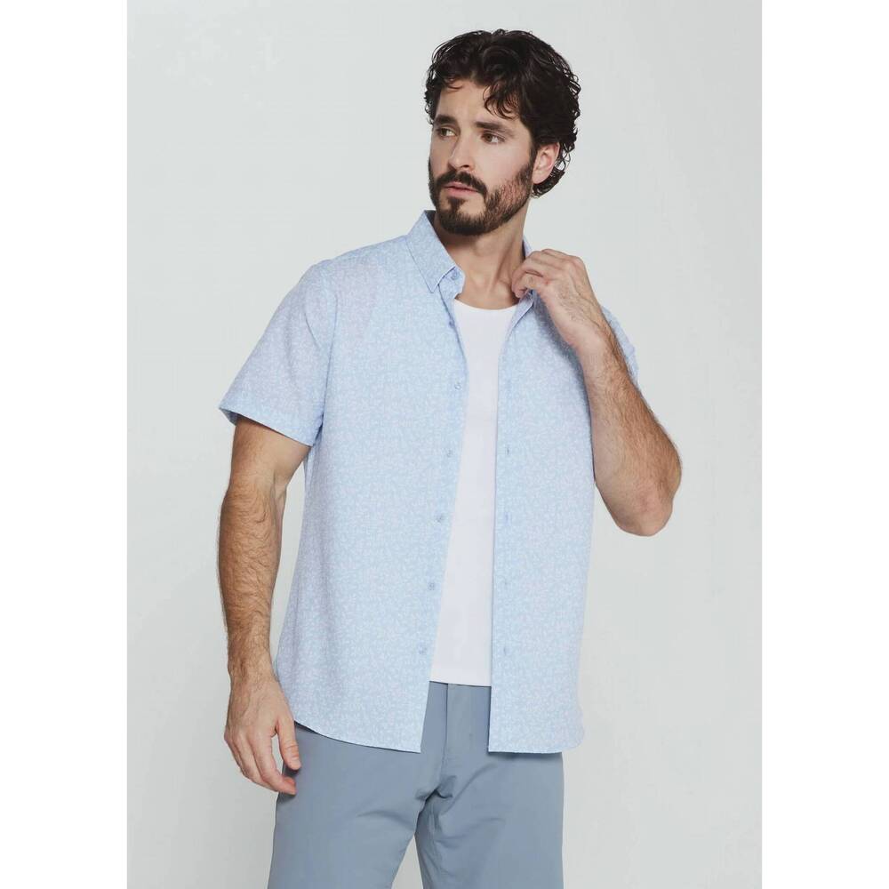 NEW 7DIAMONDS kai short sleeve shirt in dusty blue